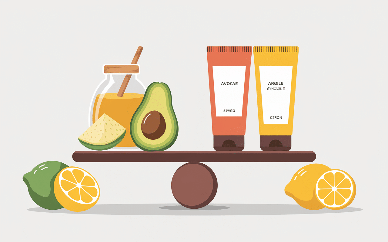 comparaison ingredients naturels et cosmetiques commerce pour masque visage maison