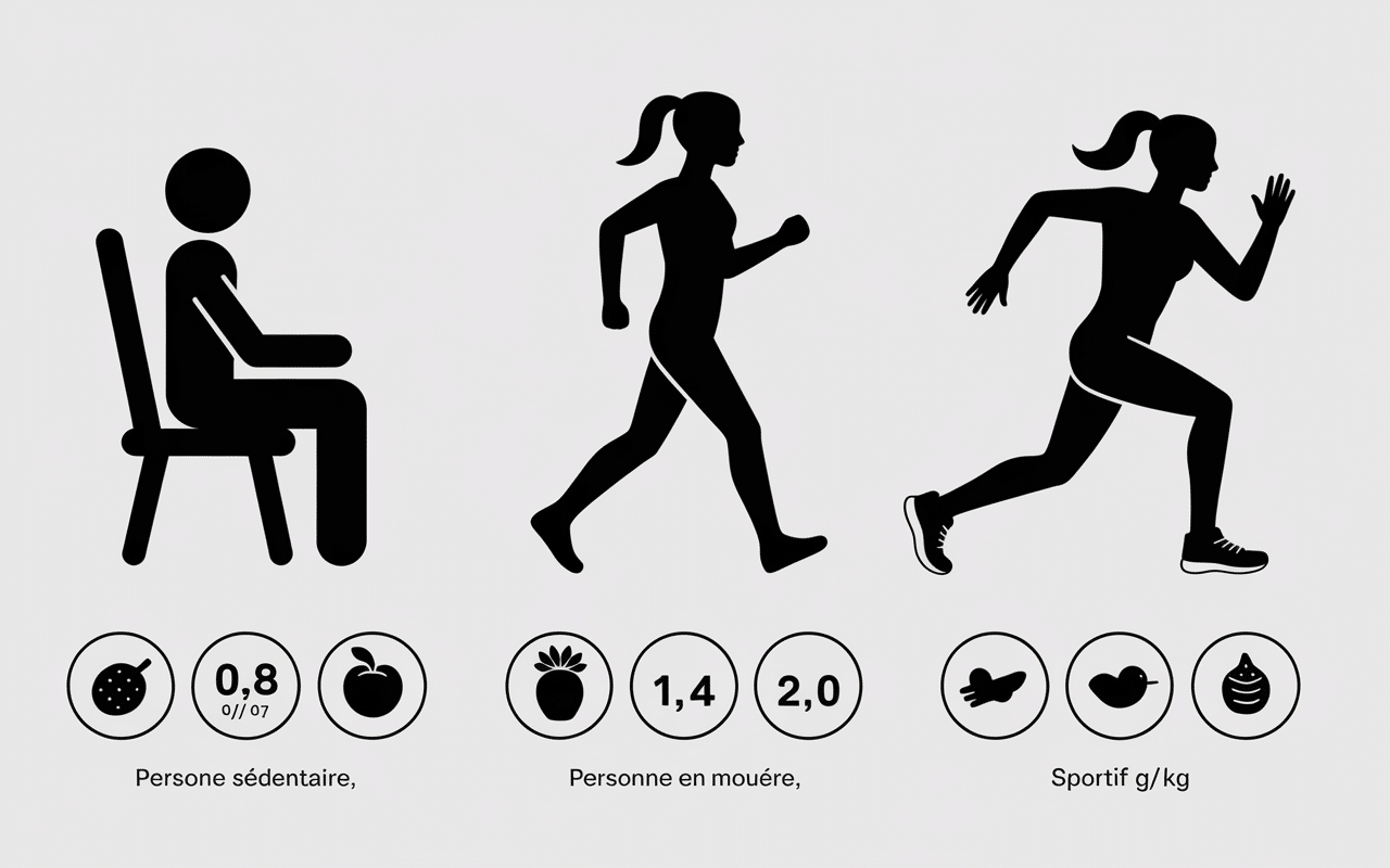 Infographie silhouettes profils besoins proteine