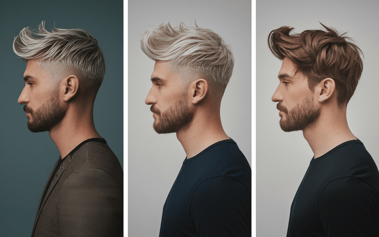 Silhouettes avec coupes cheveux mi longs homme