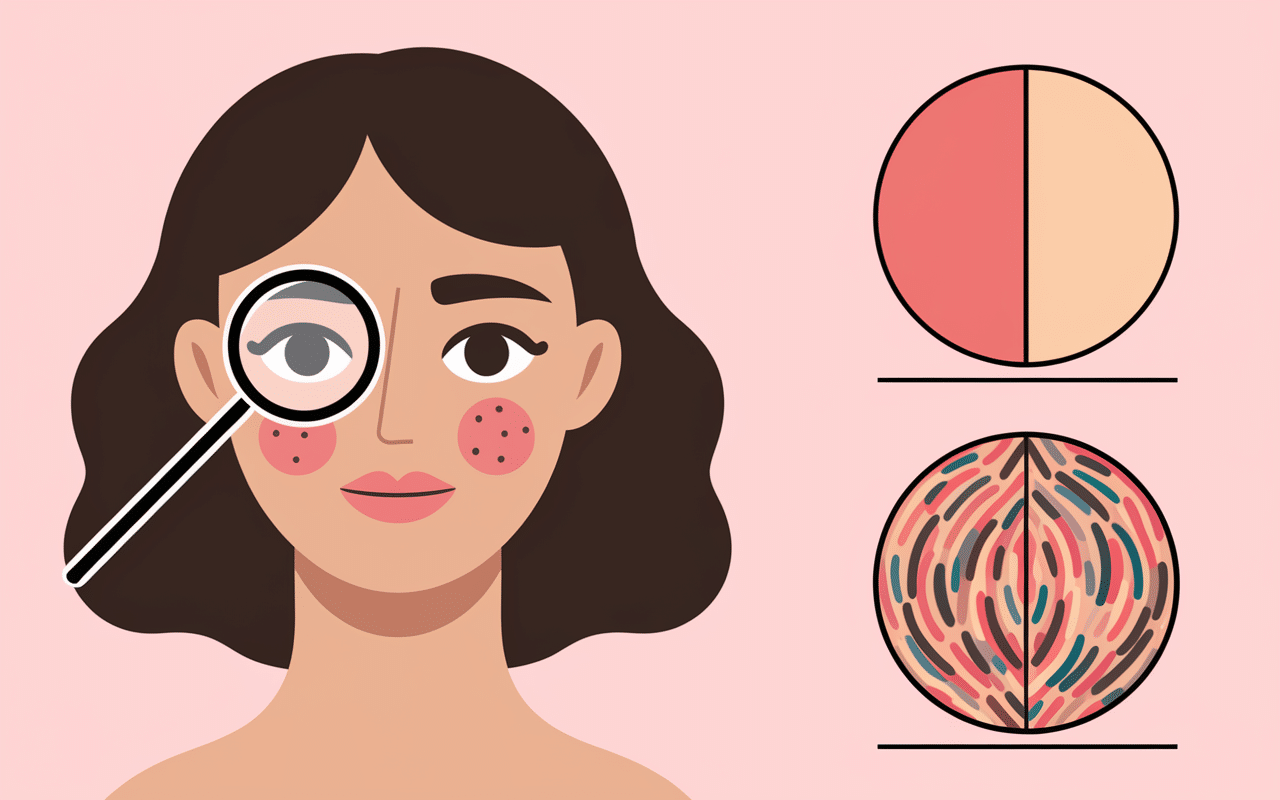 Loupe sur grain de beauté normal et atypique