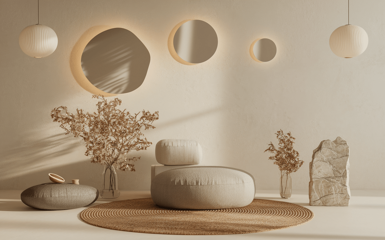 Décoration zen minimaliste d'un institut de beauté.