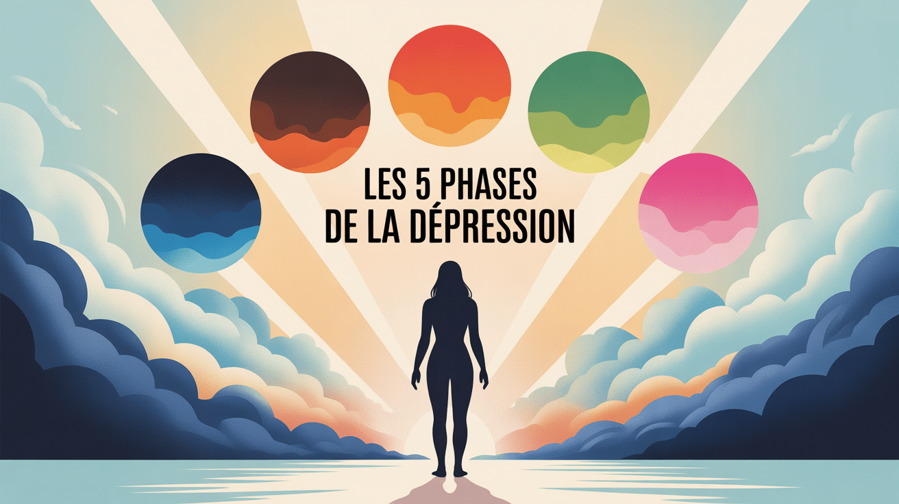 Silhouette humaine avec phases émotionnelles