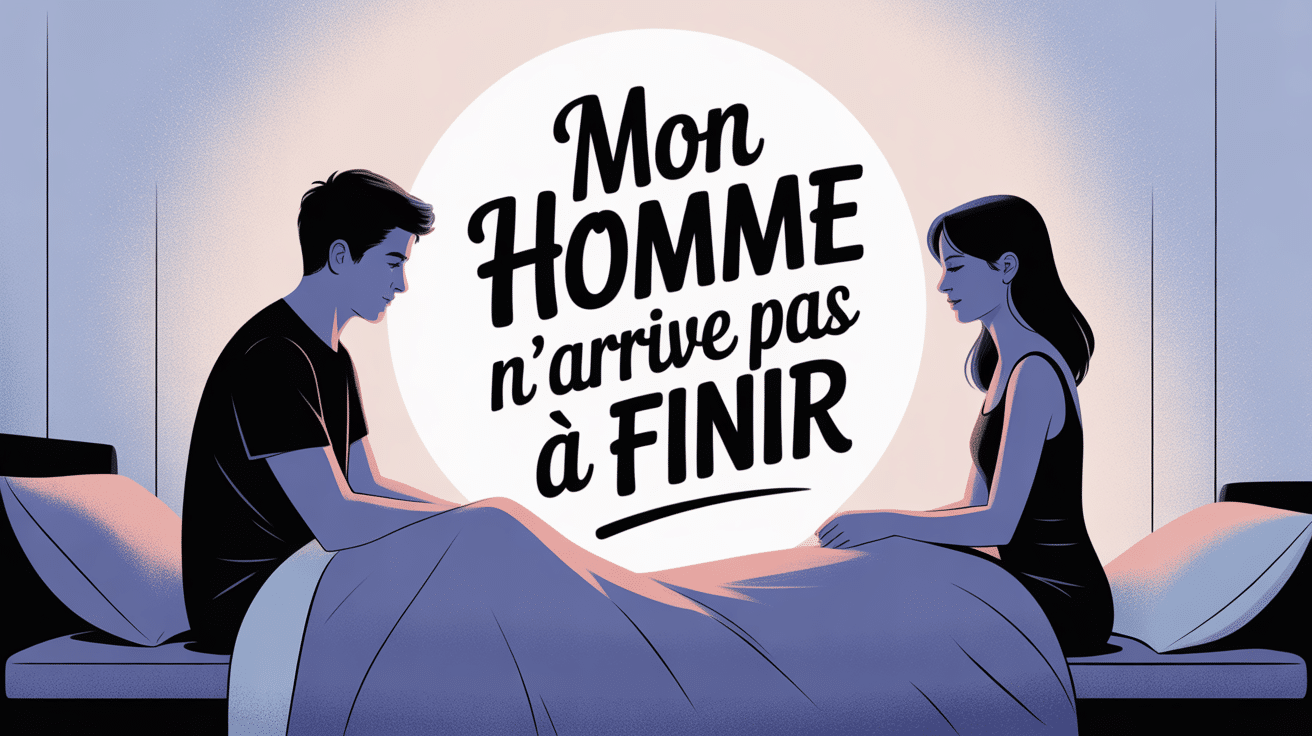 Mon homme n'arrive pas à finir, couple stylisé sur un lit