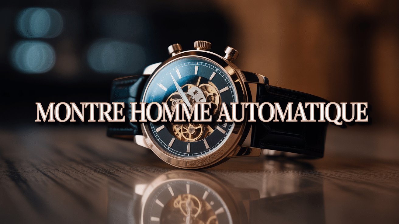 Vue détaillée montre homme automatique mécanique