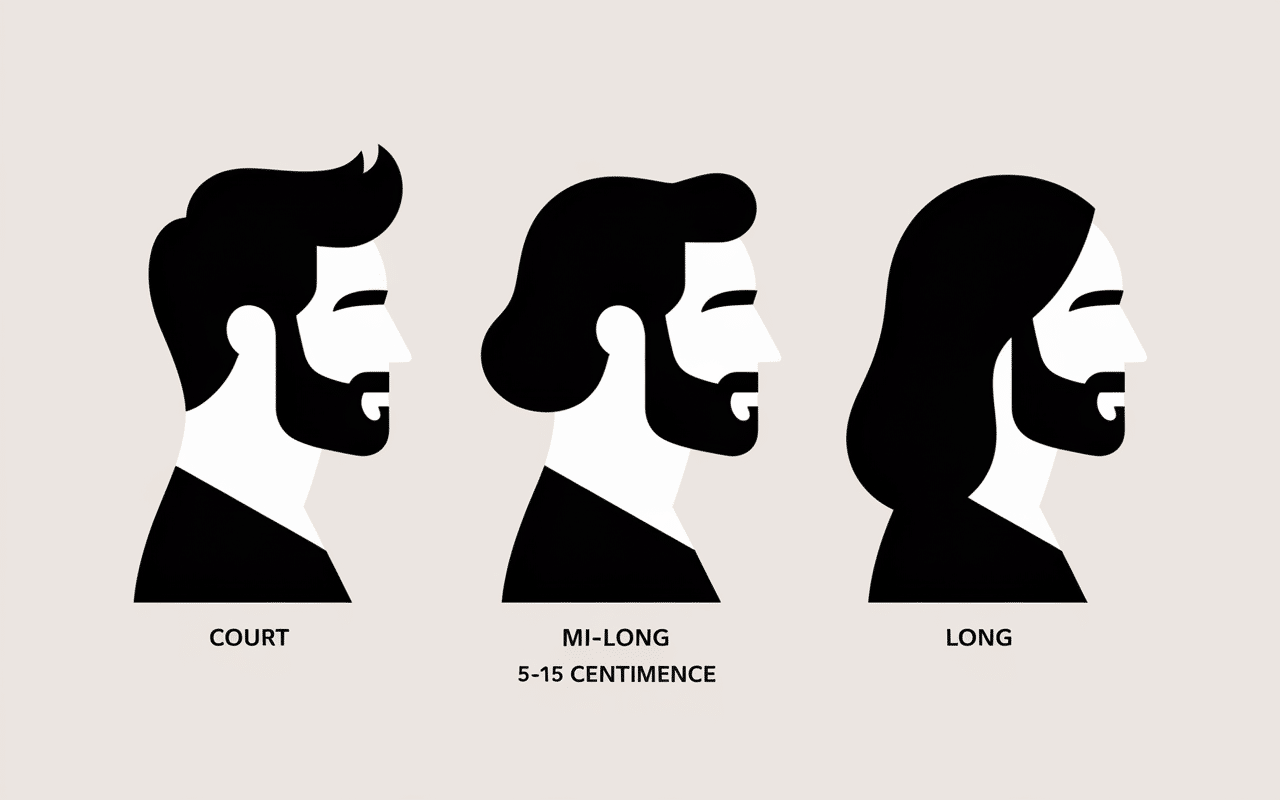 Illustration des différentes longueurs de cheveux homme