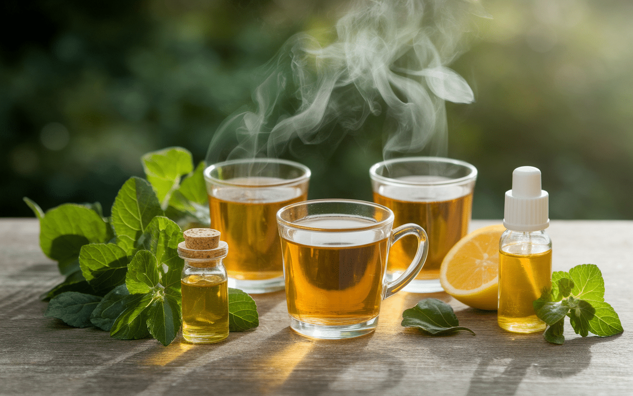 Nature morte tisanes et plantes médicinales