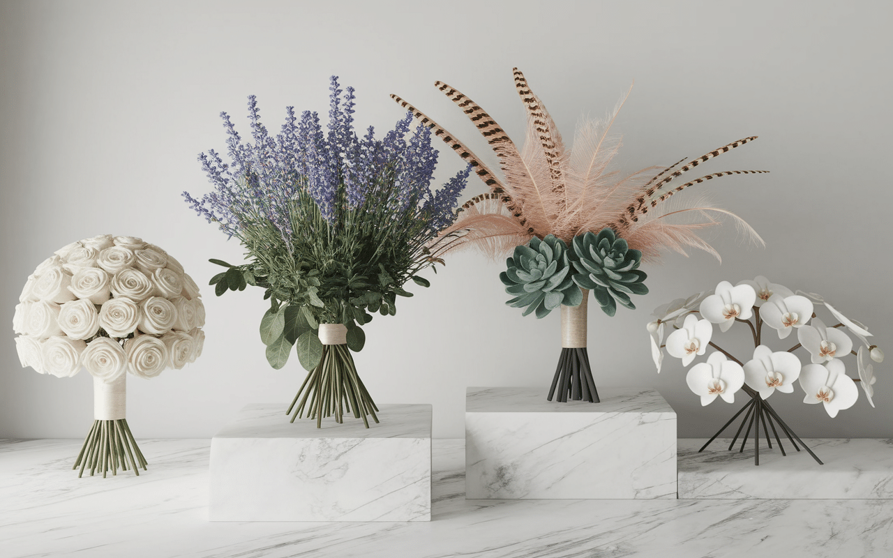 Différents styles de bouquet mariée