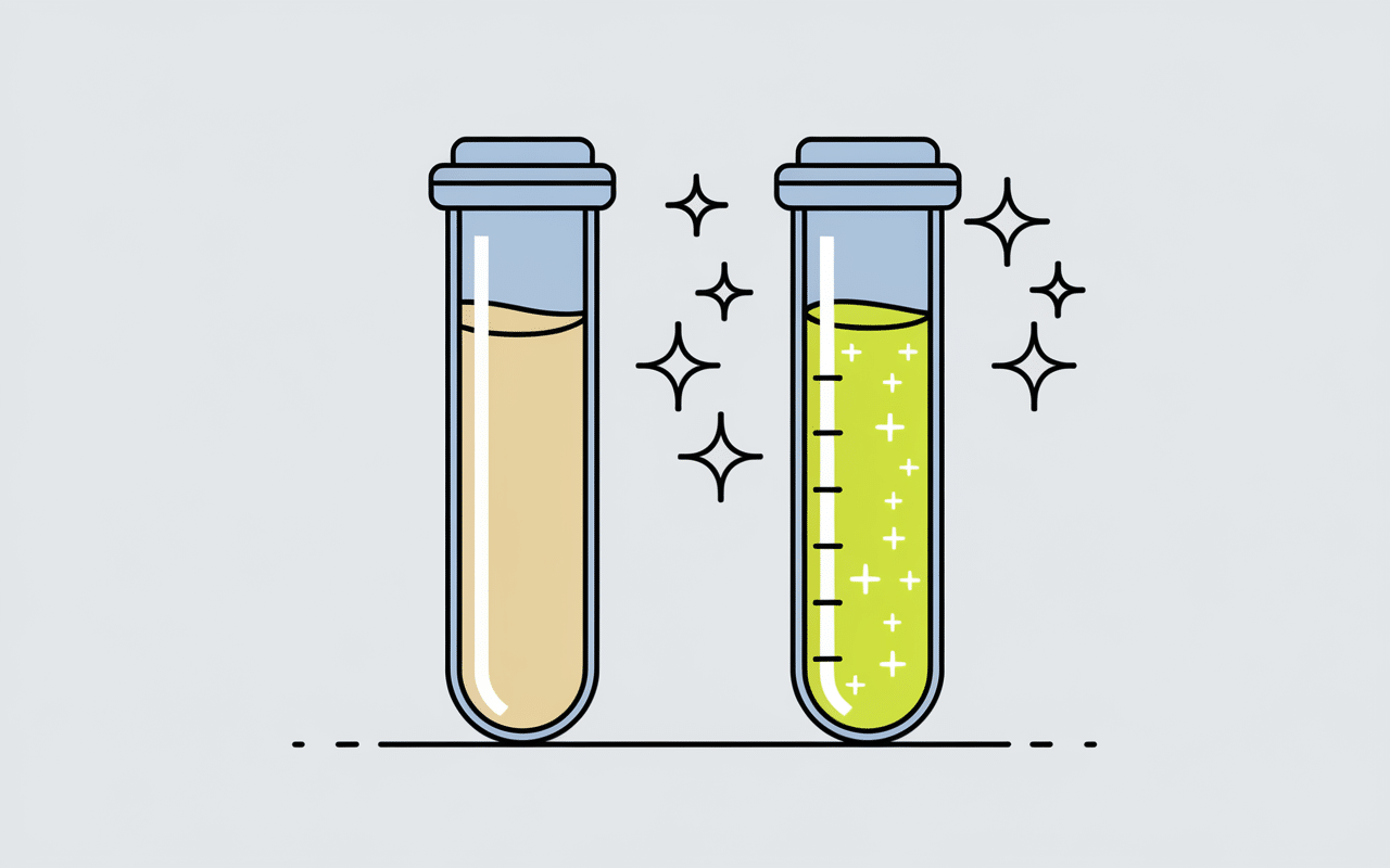 Tubes à essai urine jaune fluo et normale