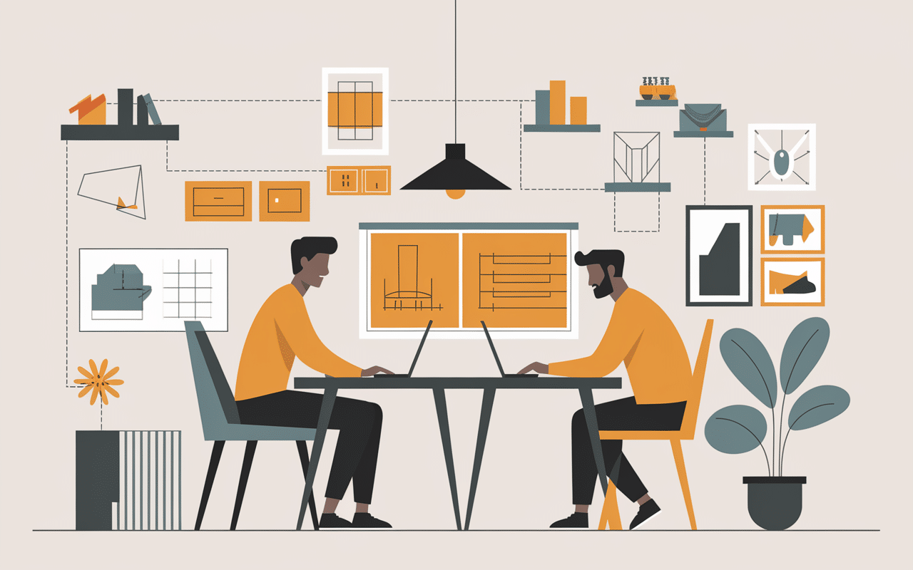 Illustration du processus de co-création avec mobilier personnalisé