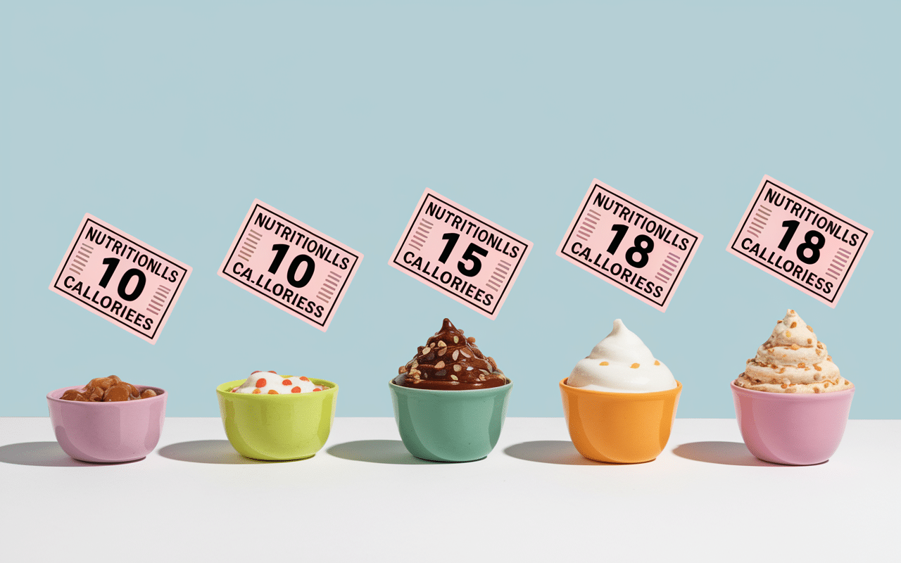 Différentes tailles calorie dans une sucette chiffres nutritionnels