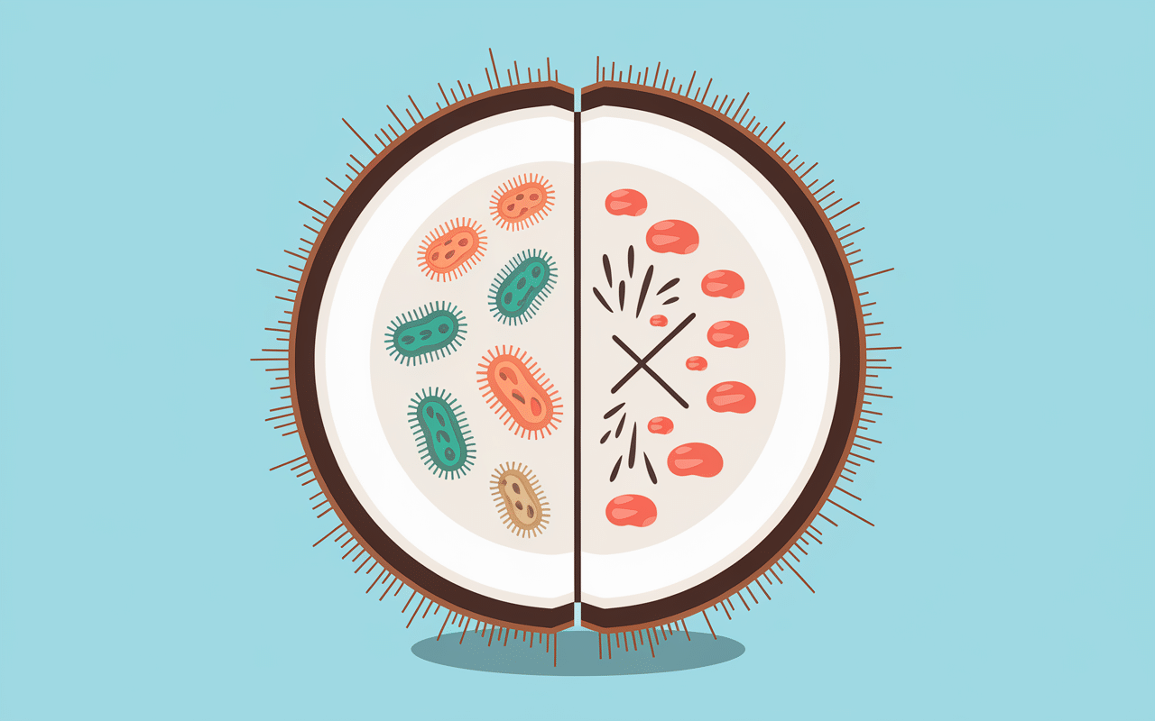 Noix de coco pourrie danger avec bactéries et champignons