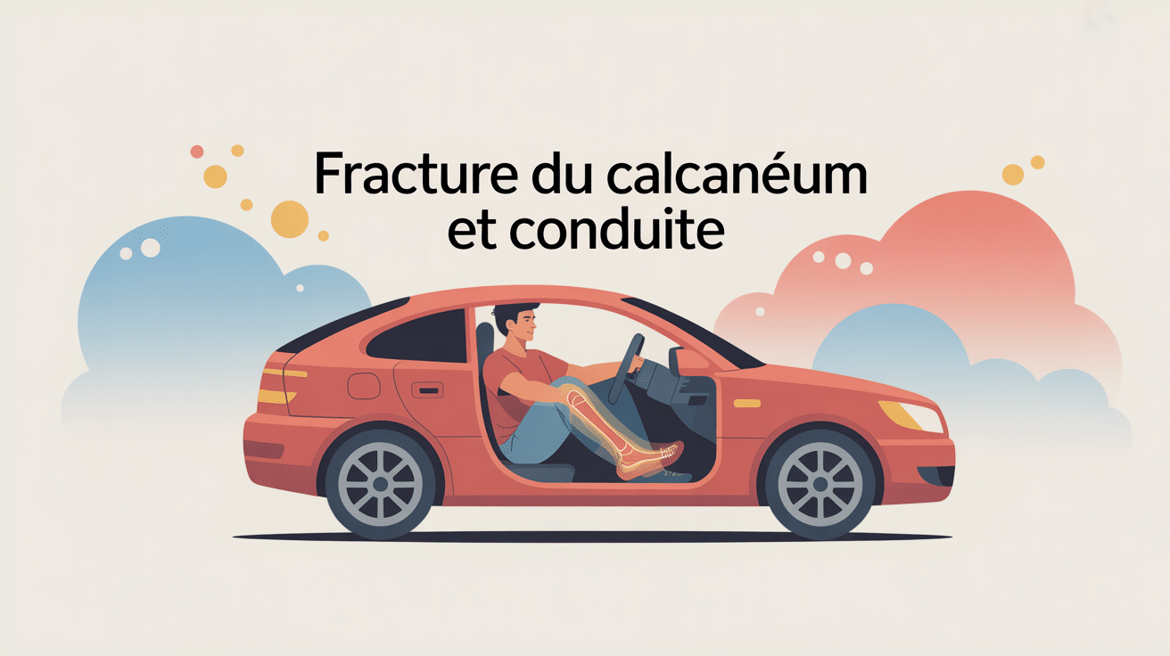 Conduire après fracture du calcanéum, voiture et pied droit en lumière