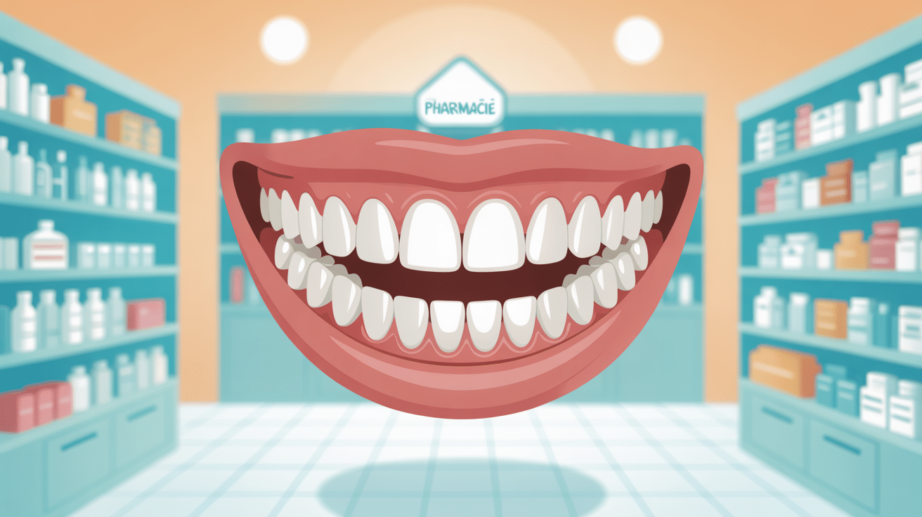 illustration fausse dent en pharmacie pour combler un trou