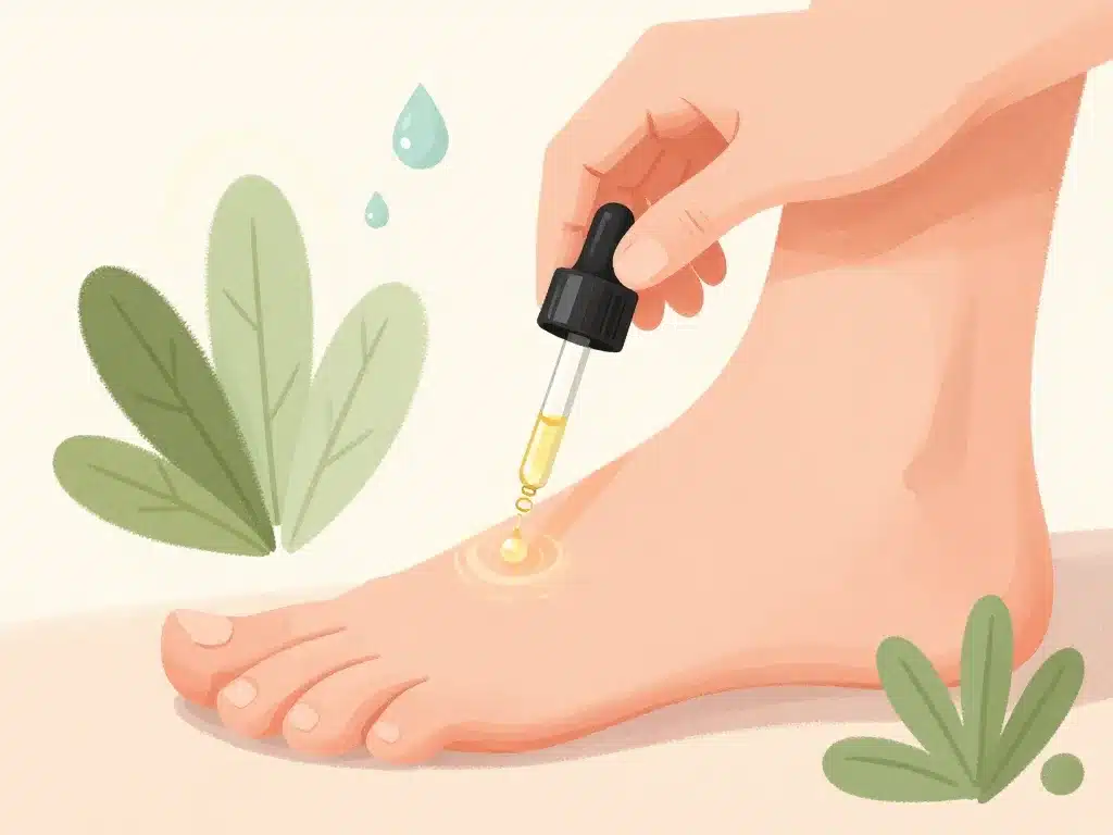 application huiles essentielles oeil de perdrix pied