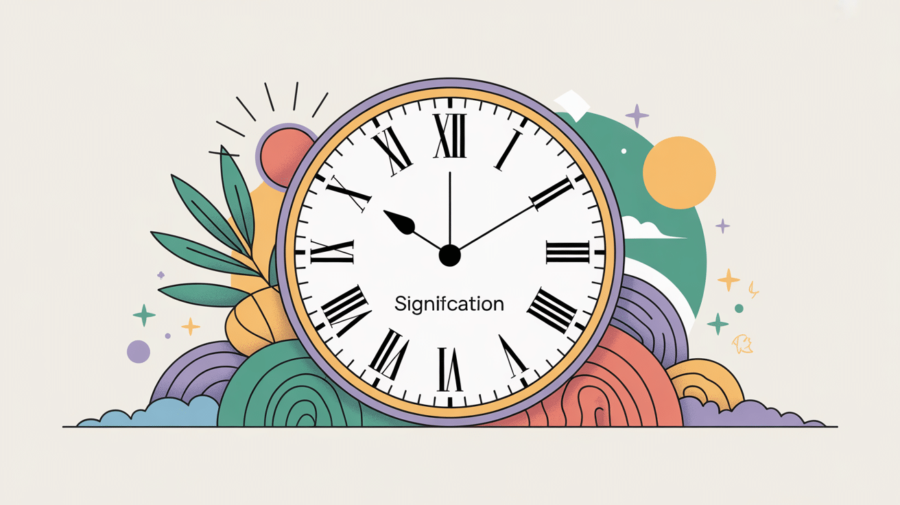 Illustration 09h09 signification sur cadran stylisé
