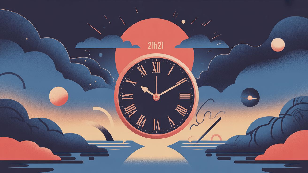 21h21 signification, illustration horloge miroir ambiance mystère