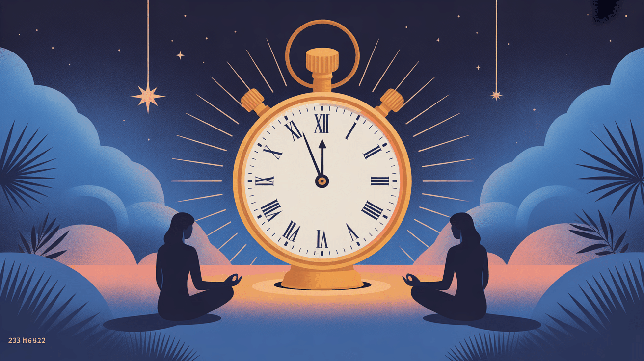 23h32 signification illustration heure miroir bleu nuit doré