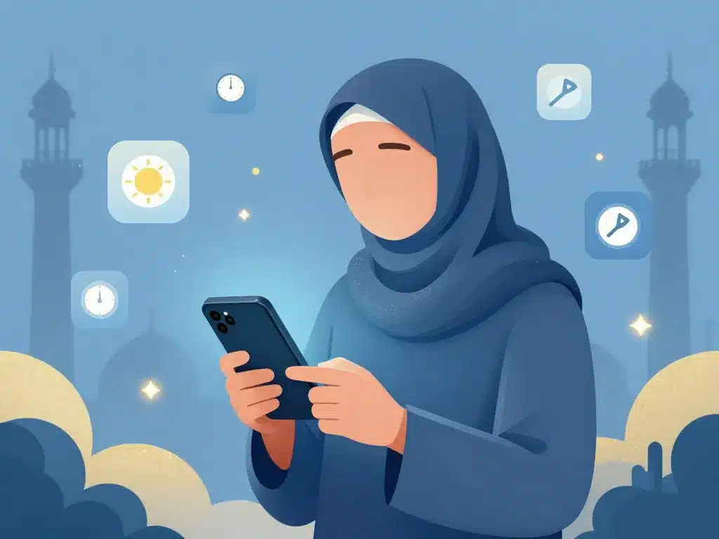 illustration heure de priere sur smartphone application