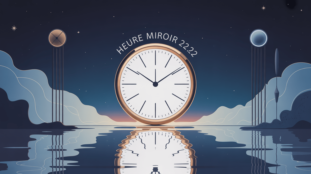 illustration 22:22 horloge symbolique rêveuse