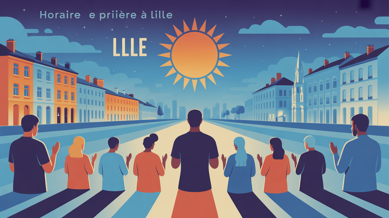 horaire priere lille dessin urbain stylise avec prieurs