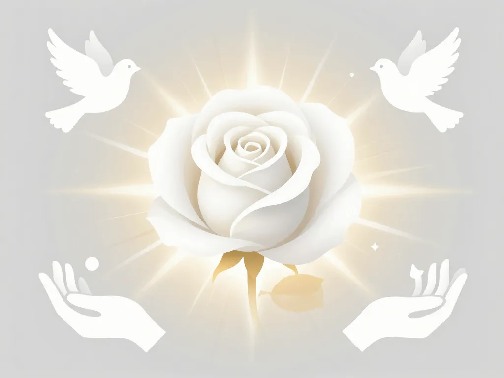 signification rose blanche dans le langage des fleurs illustration symbolique