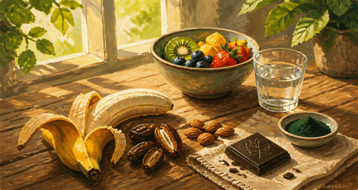 aliment qui donne de l energie rapidement banane dattes amandes chocolat spiruline