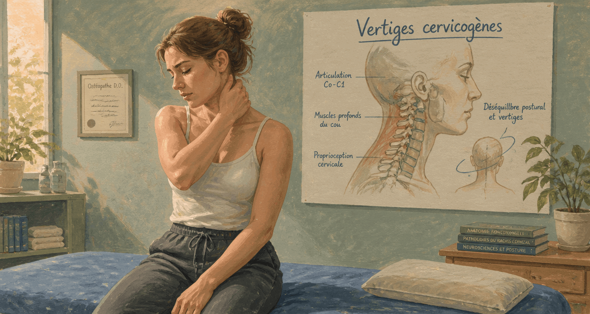 vertiges dus aux cervicales femme main nuque