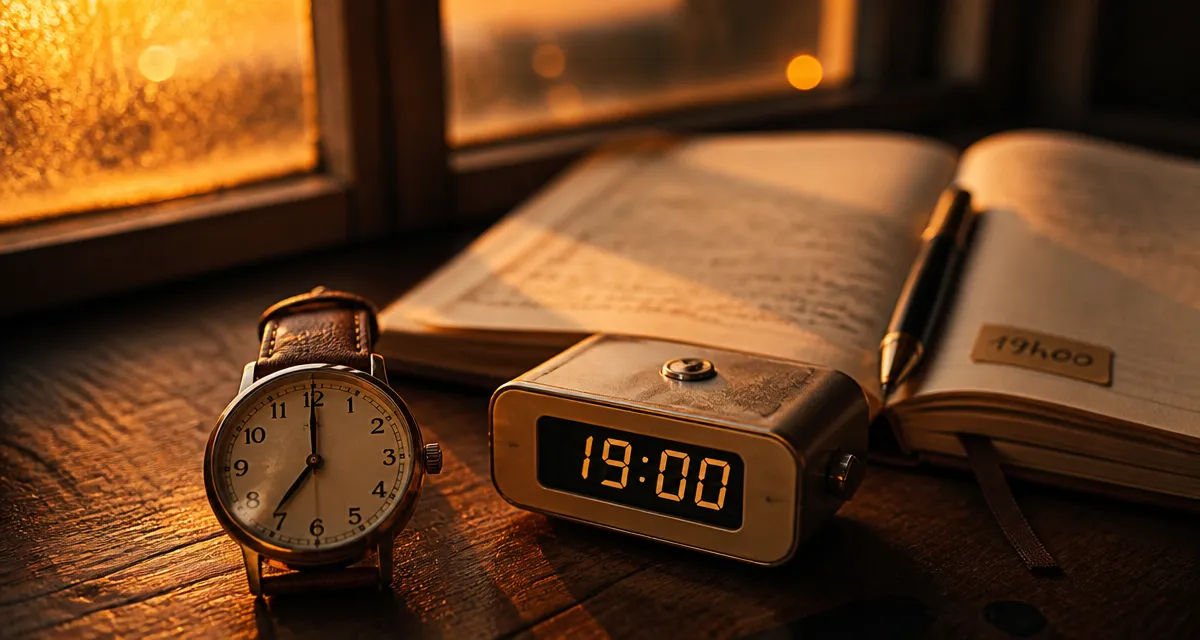 19h00 signification heure miroir 19h00, photo montre et réveil
