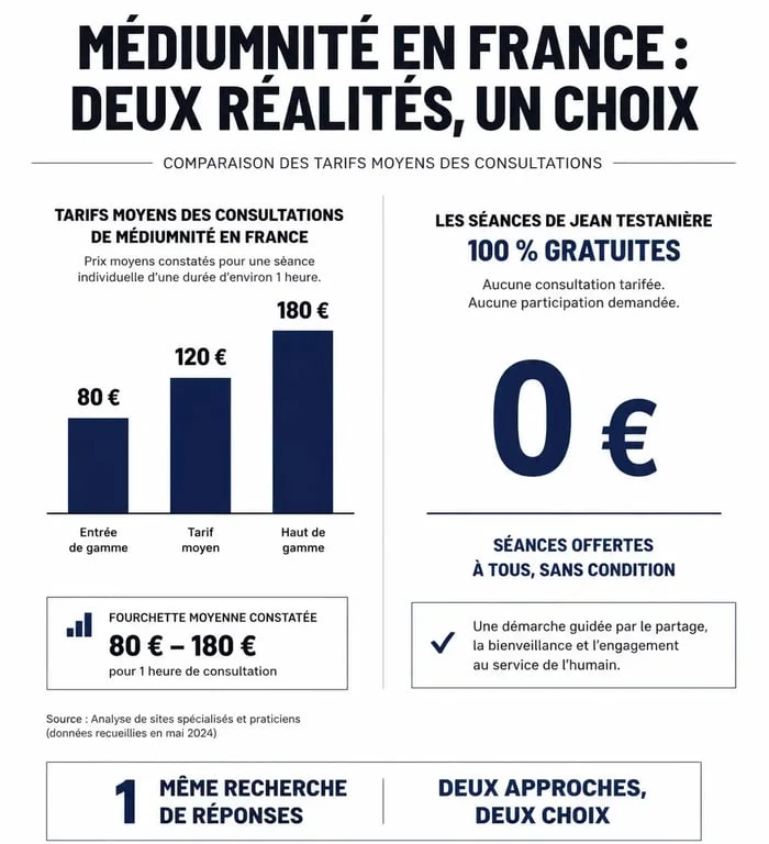 Comparatif des tarifs de consultation de médiumnité : Jean Testanière face au marché