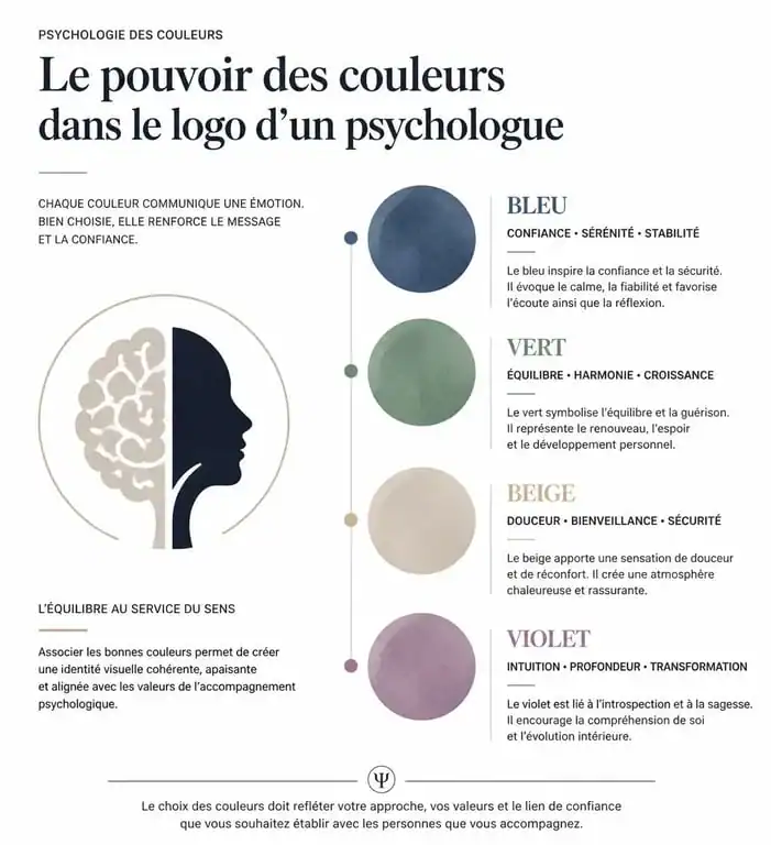 Infographie sur la psychologie des couleurs pour un logo de psychologue