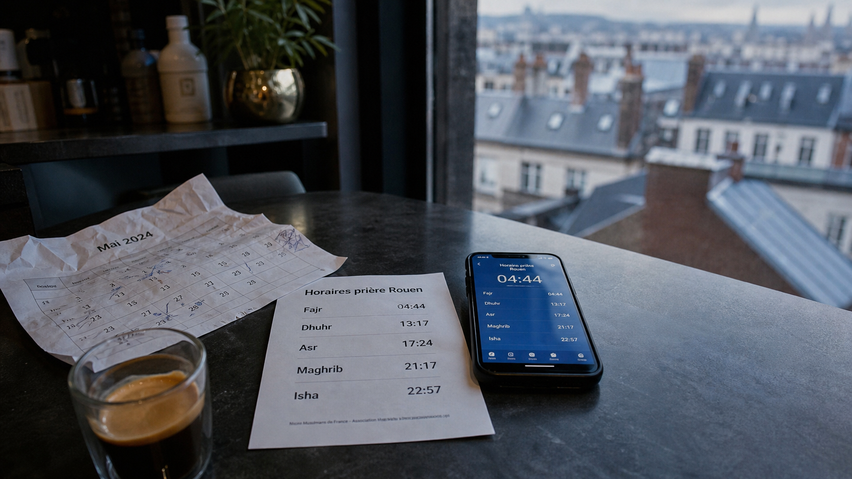 Horaire priere rouen : calendrier papier et écran d’horaires