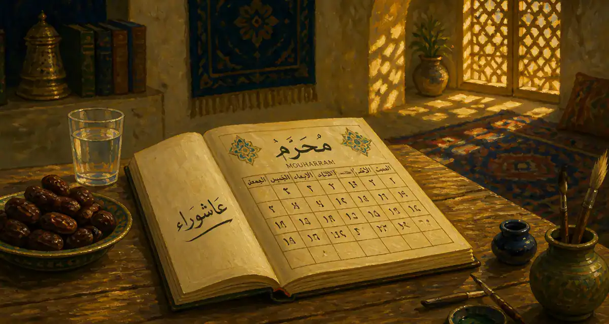 Jeuner Achoura table dattes eau calendrier
