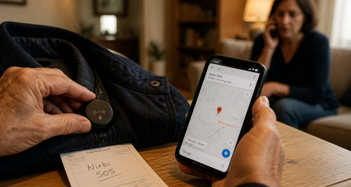 nirbi : médaillon SOS et GPS sur smartphone, sans abonnement, 10 jours d’autonomie