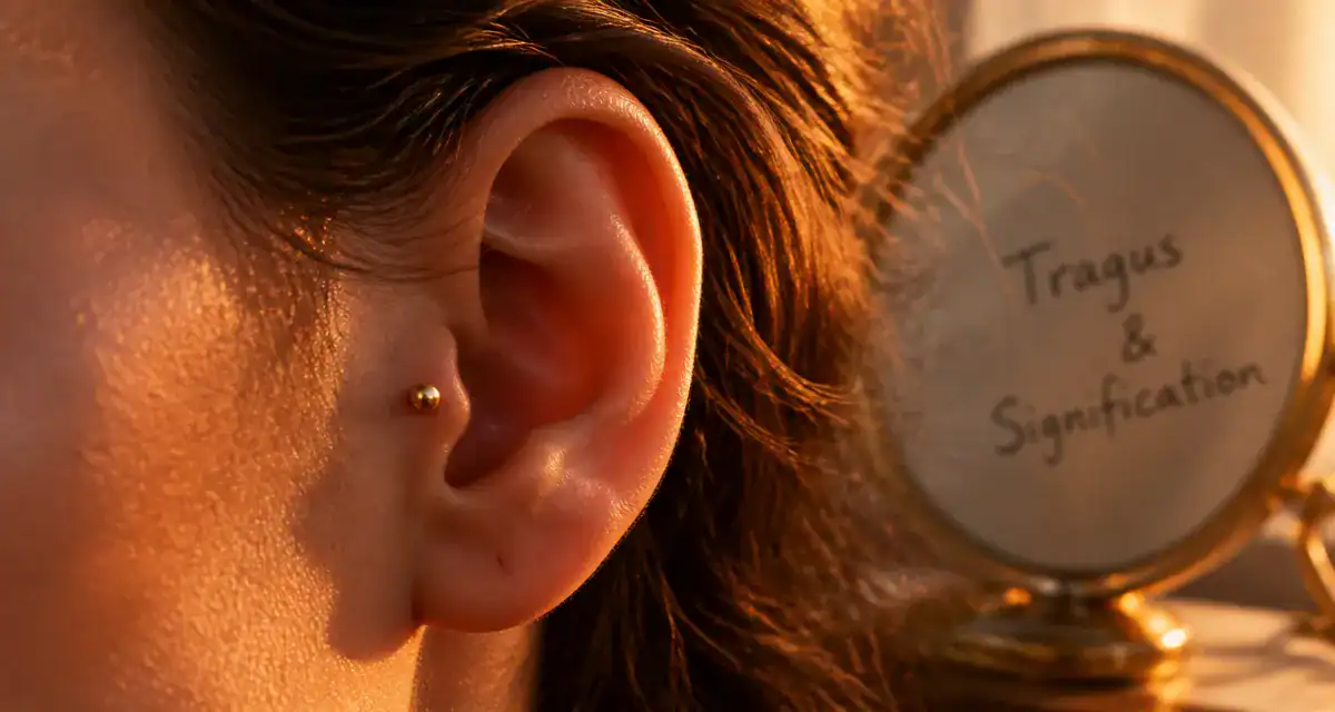 Piercing tragus signification sur oreille en gros plan