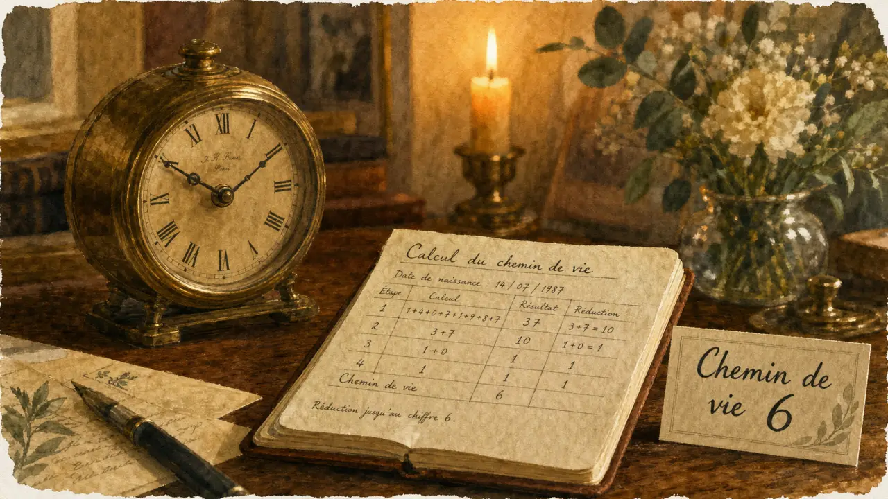 Chemin de vie 6 : horloge et carnet, responsabilité et harmonie