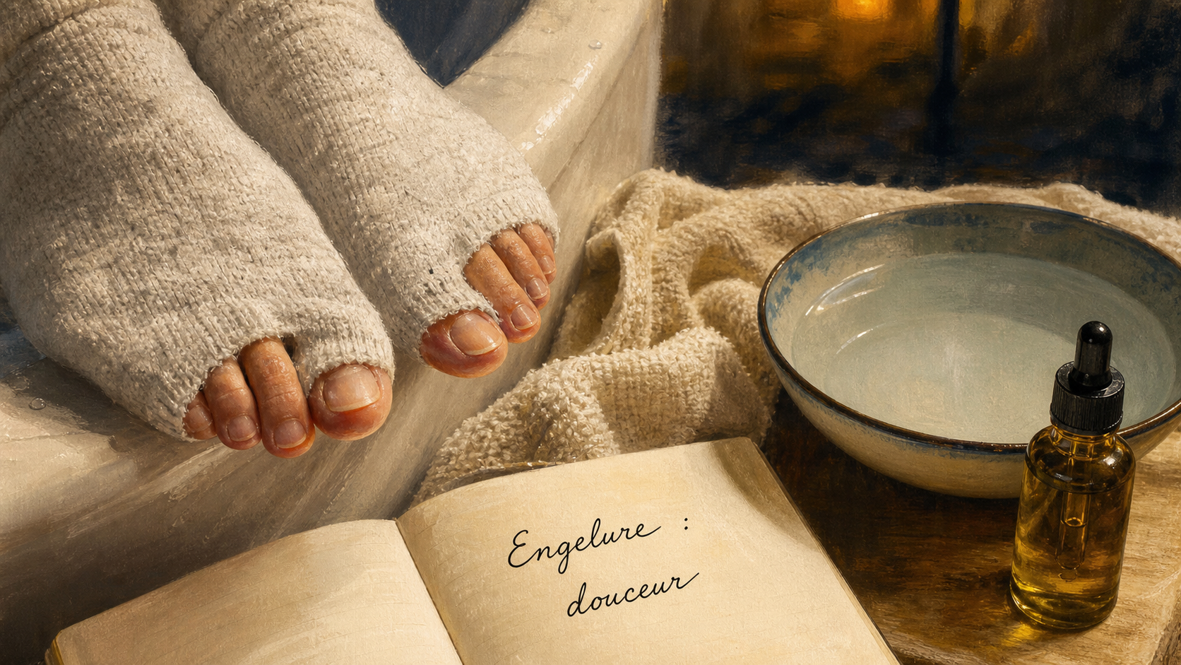 engelure pied remede de grand mere : eau tiède et huile pour orteils