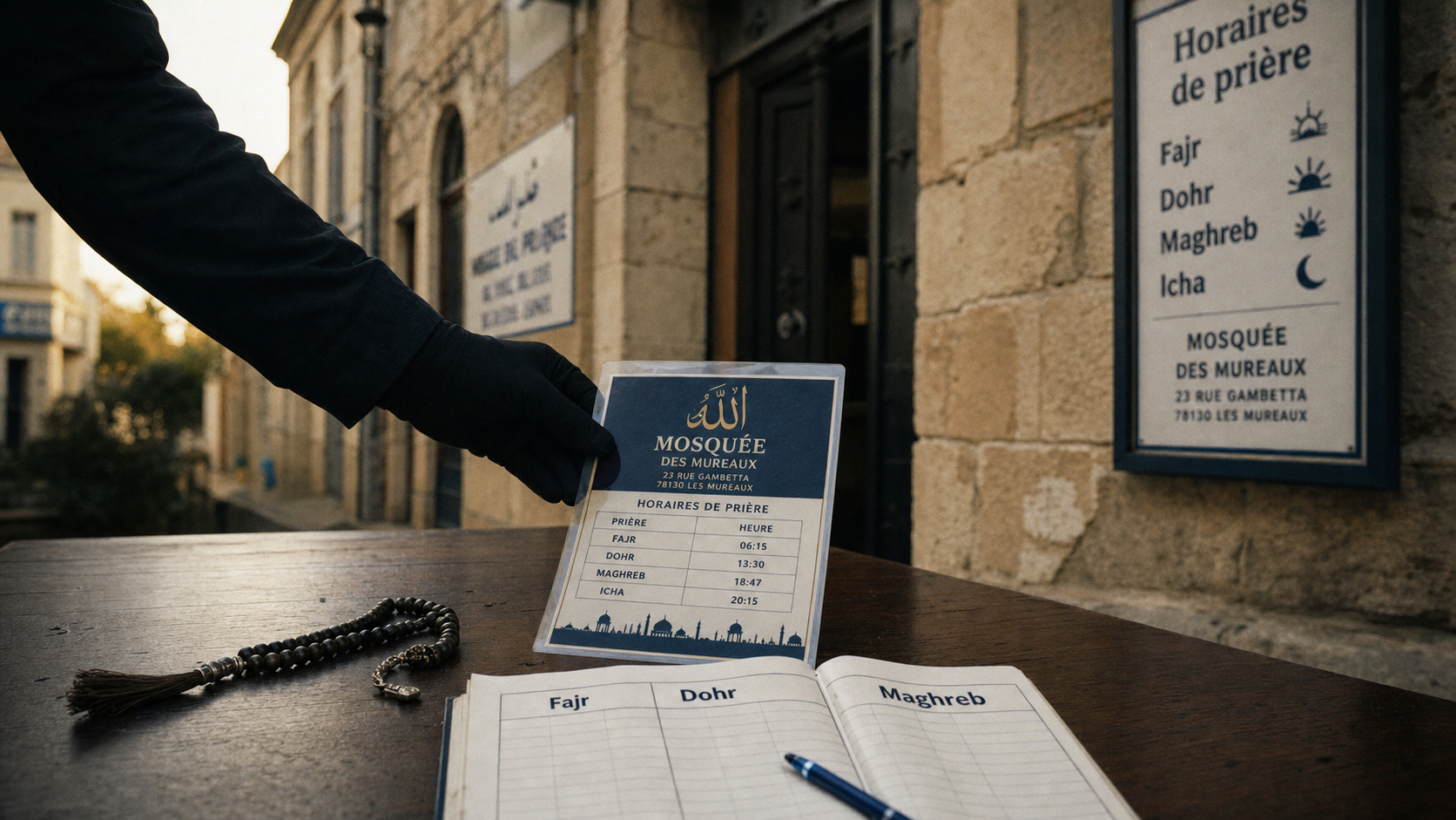 Horaire prière au mureaux Tariq Ibn Ziyad, calendrier à la mosquée