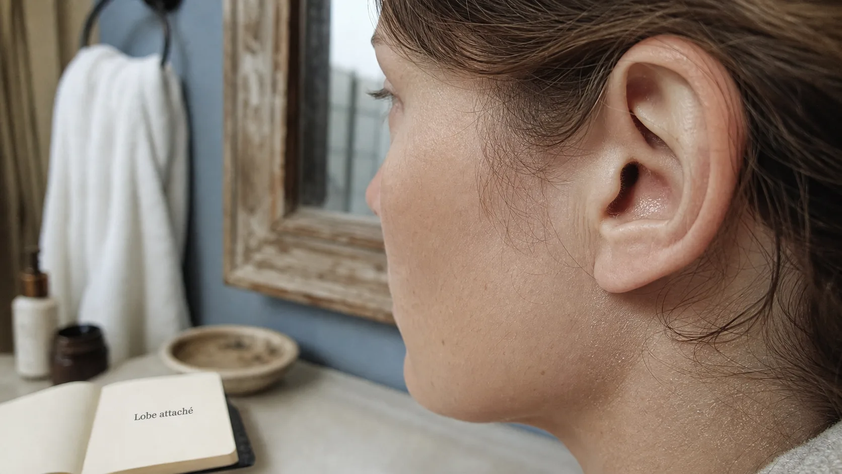 Lobe oreille attaché signification : oreille attachée à la joue