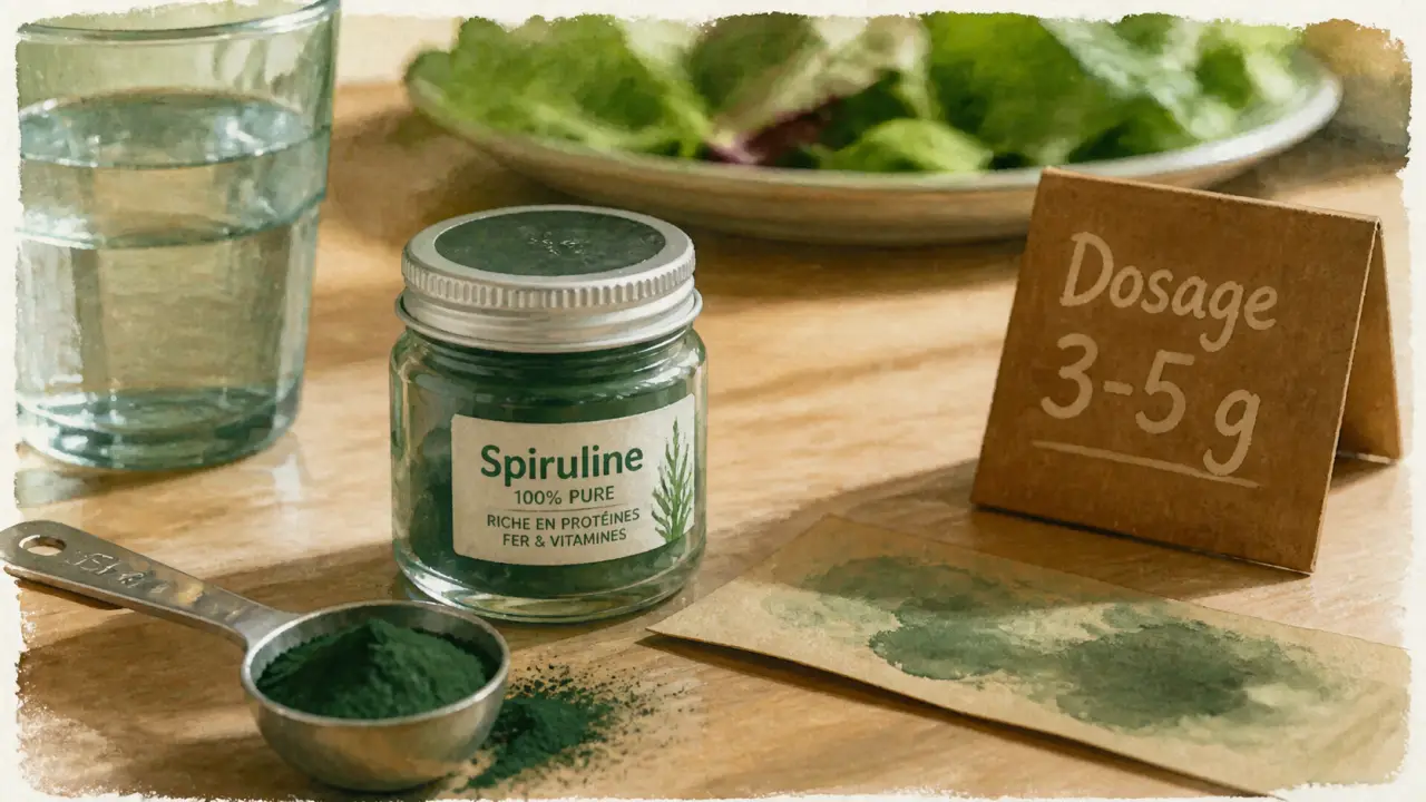 Combien de spiruline par jour pour maigrir : dose 3 à 5 g, 1 g la 1re semaine