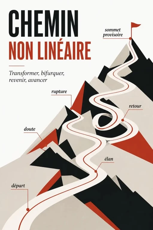 Représentation symbolique d'un parcours initiatique sous forme de cheminement non linéaire vers la lumière