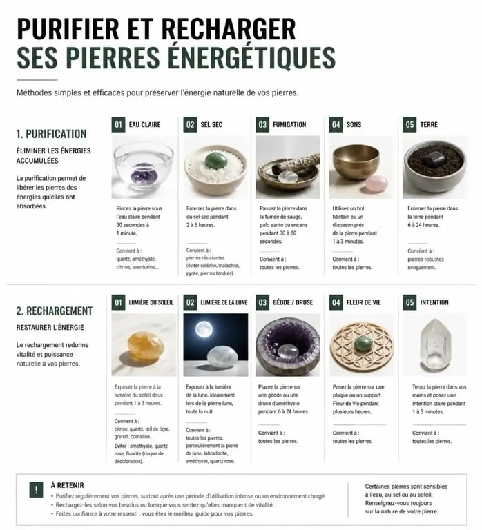 Guide de purification et rechargement des pierres énergétiques
