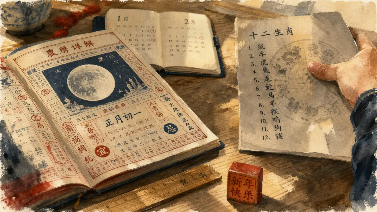 Signe chinois zodiaque janvier-février sur calendrier