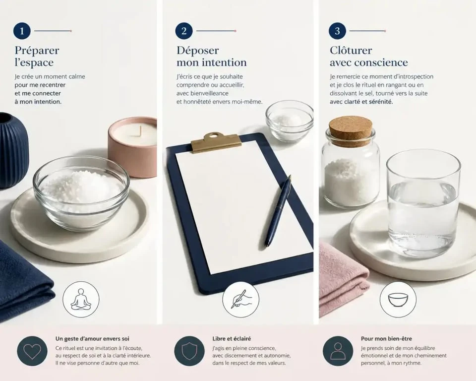 Rituel d’amour avec du sel présenté comme un geste symbolique d’introspection