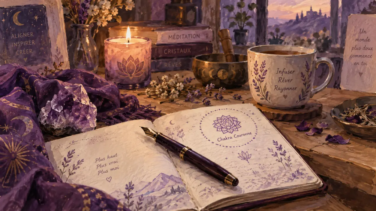 Violet signification spirituelle : améthyste, bougie, intuition et calme