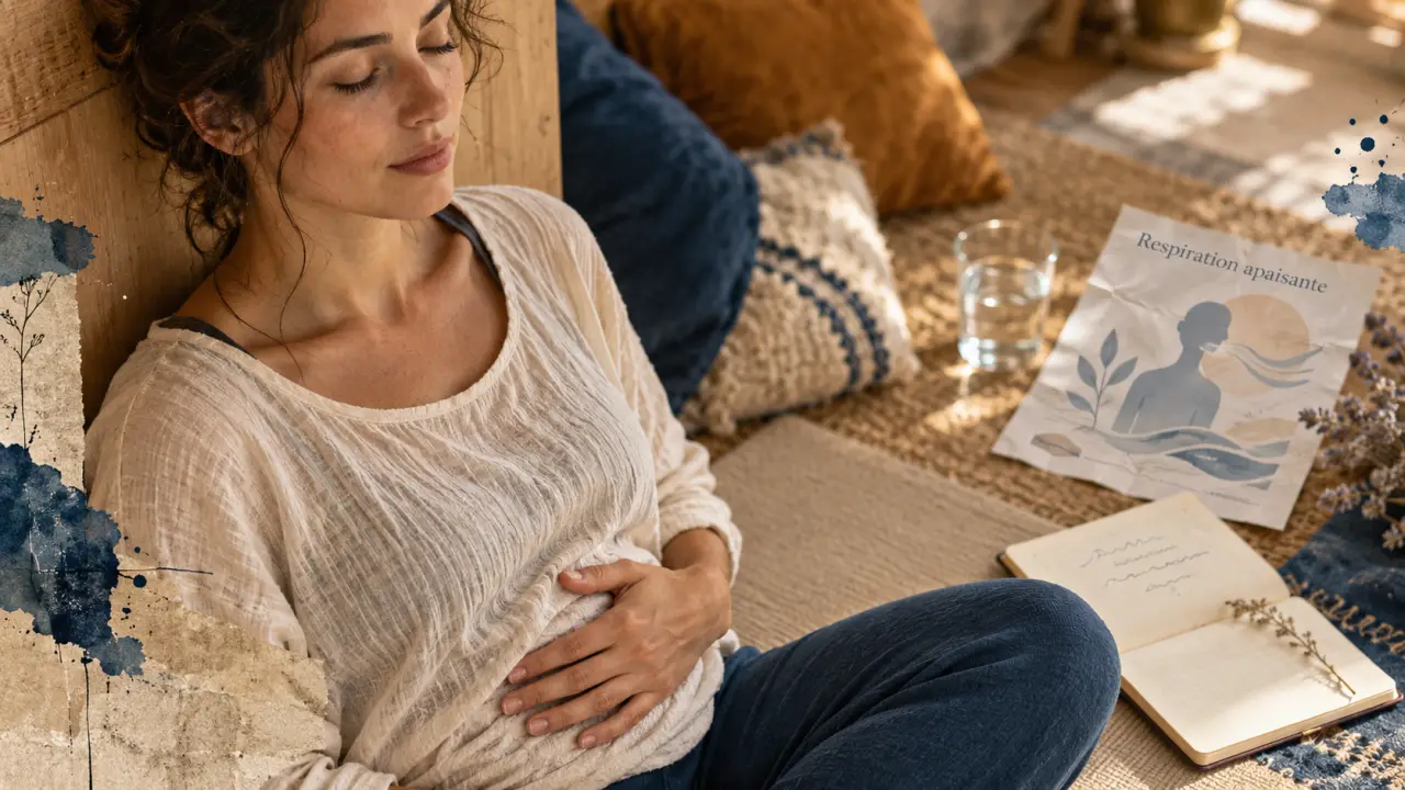 Breathwork bienfaits : respiration apaisante, main sur le ventre