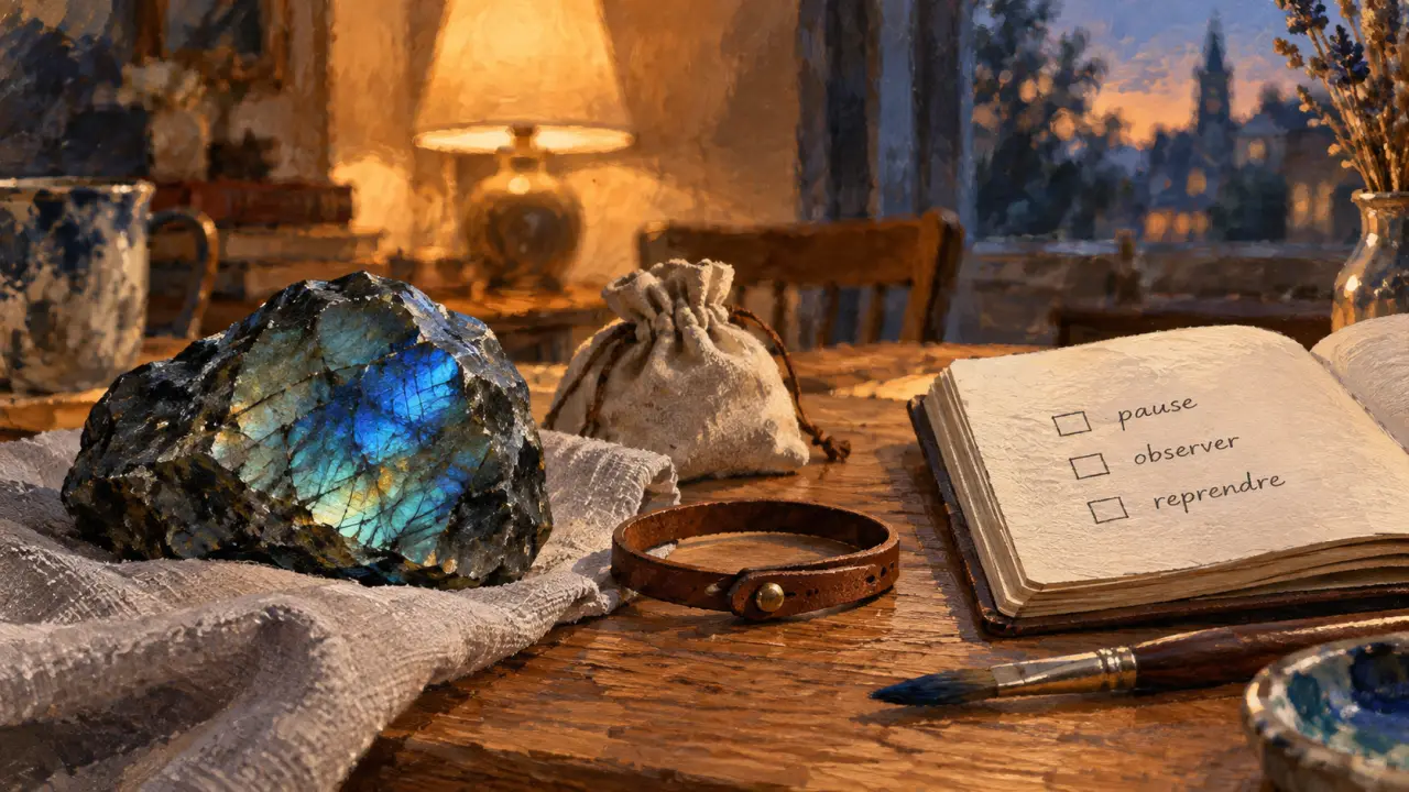Labradorite effets négatifs : labradorite brute irisée, reflets bleu-vert